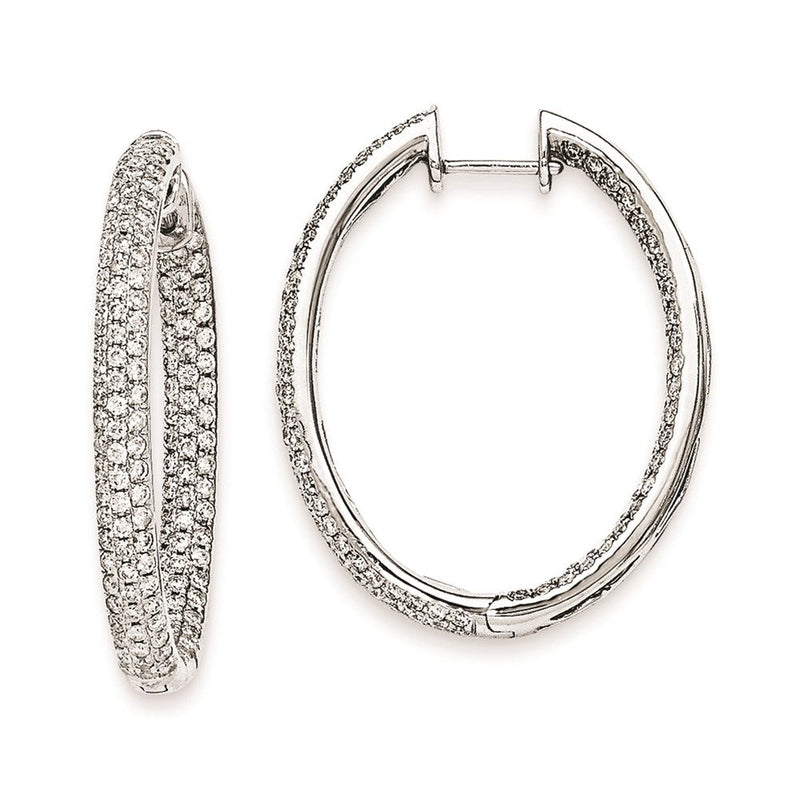 14K Weißgold Diamant Hoops Creolen mit Klappscharnier – Ohrringe innen und außen besetzt