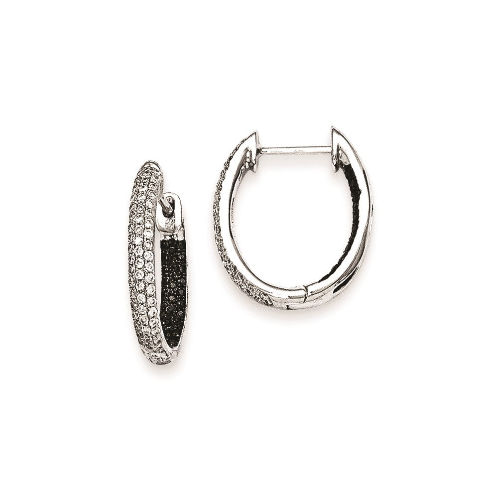 14K Weißgold Creolen mit schwarzen und weißen echten Diamanten im In-Out-Design