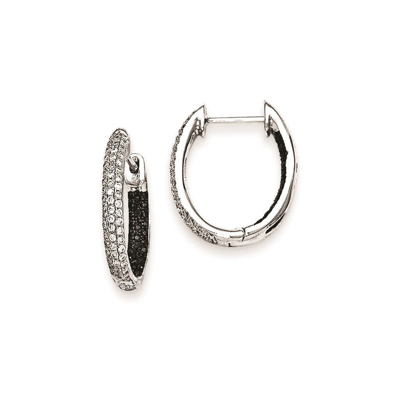 14K Weißgold Creolen mit schwarzen und weißen echten Diamanten im In-Out-Design