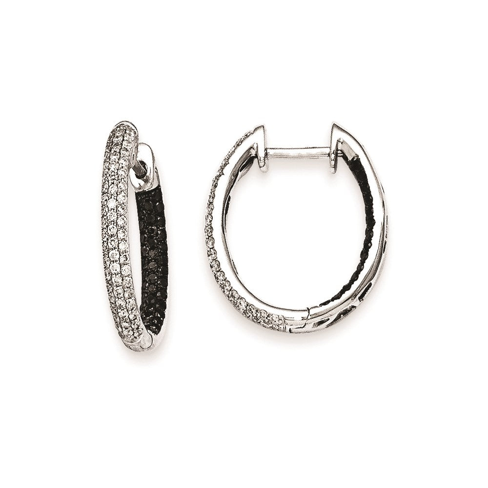14K Weißgold Diamant-In-Out-Creolen in Schwarz und Weiß