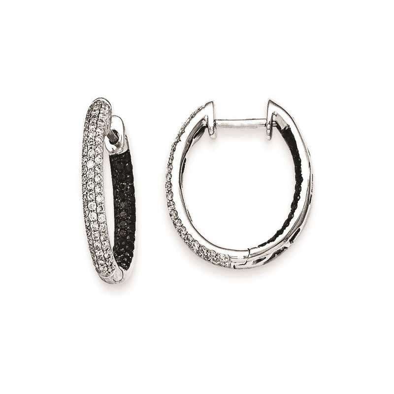14K Weißgold Diamant-In-Out-Creolen in Schwarz und Weiß