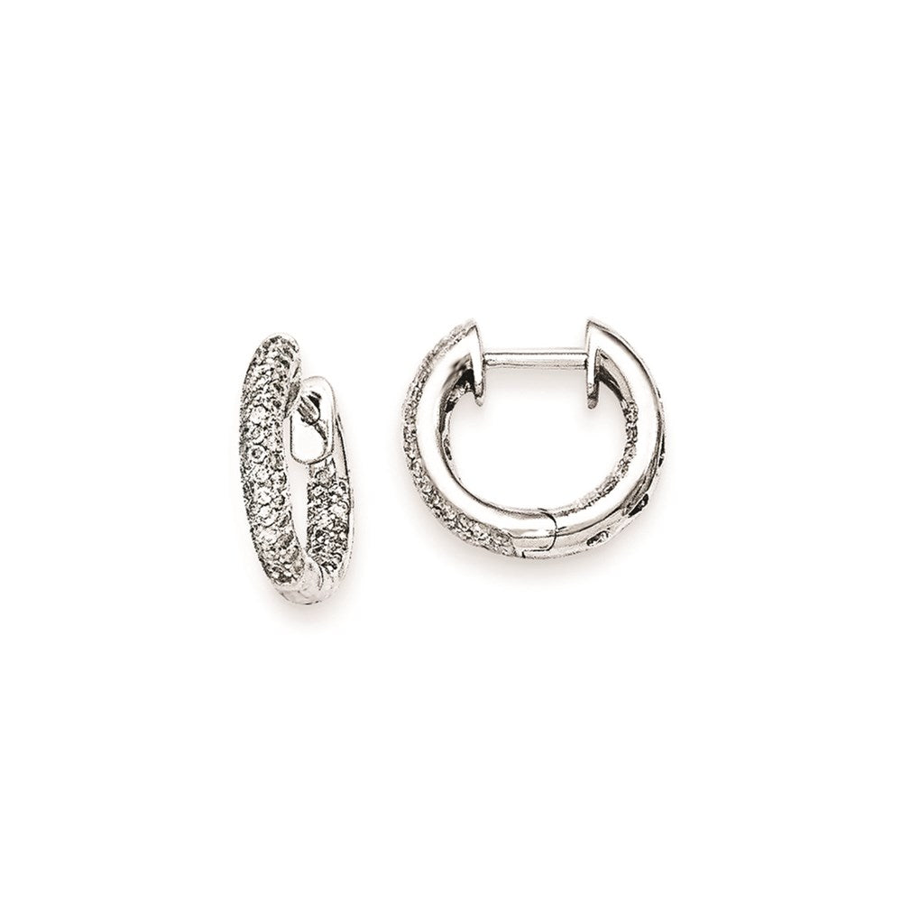 14K Weißgold Creolen mit Klappscharnier und echten Diamanten