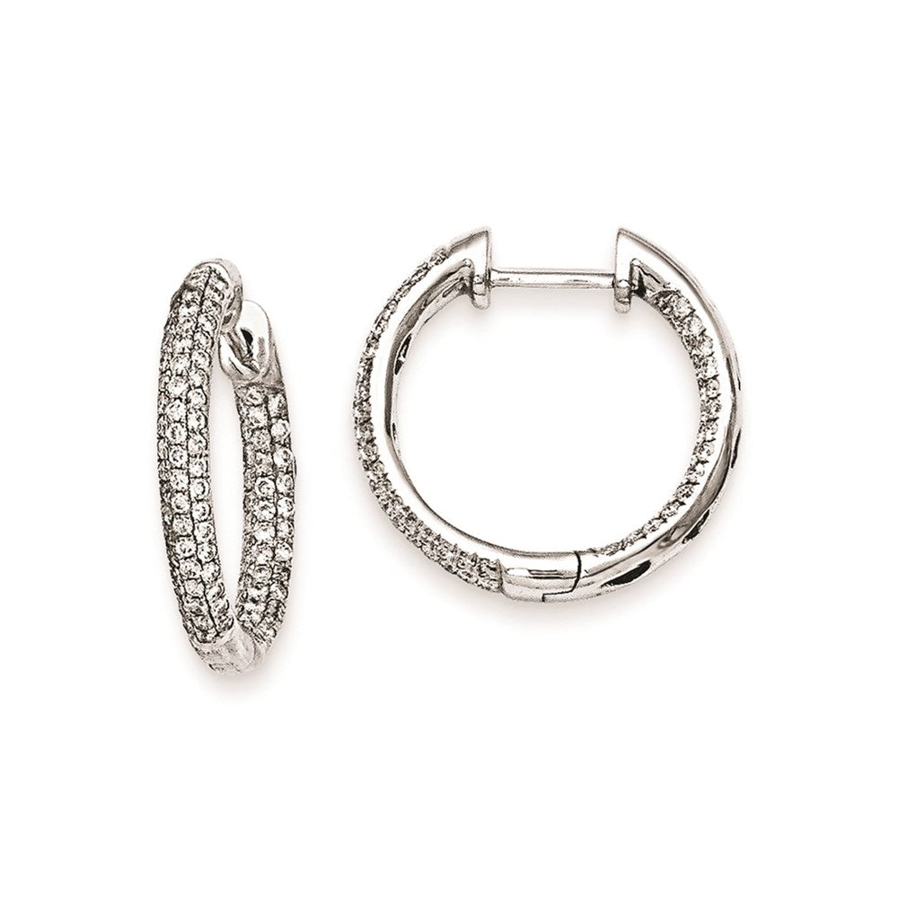 14K Weißgold Creolen mit echten Diamanten und Scharnier, 20 mm