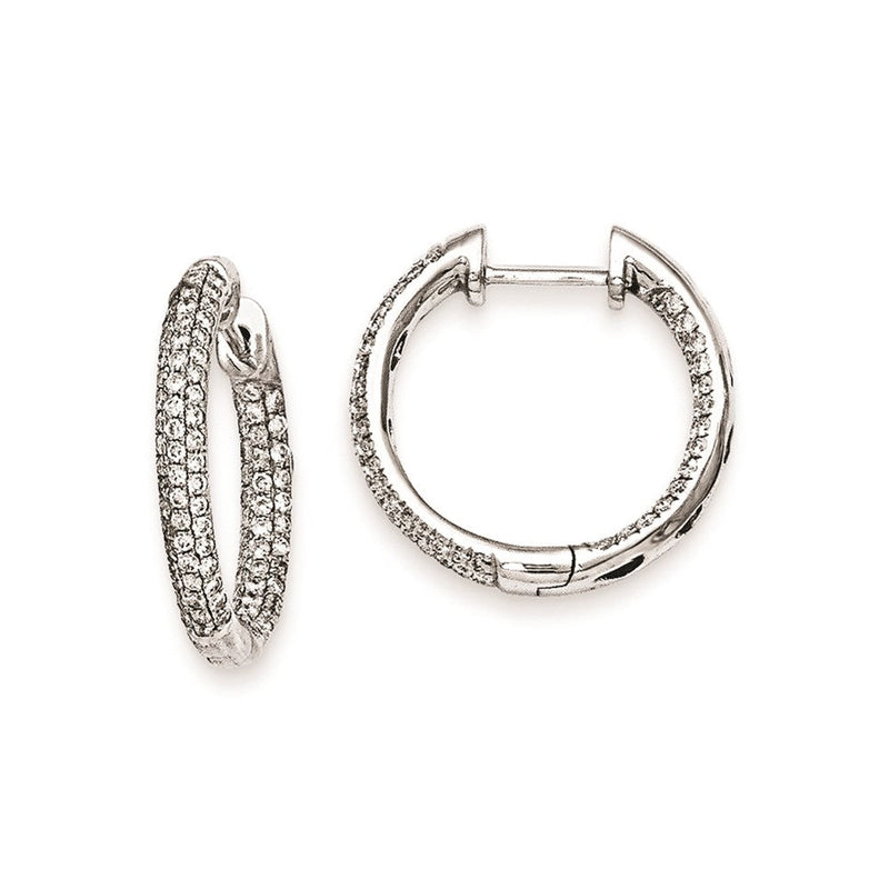 14K Weißgold Creolen mit echten Diamanten und Scharnier, 20 mm