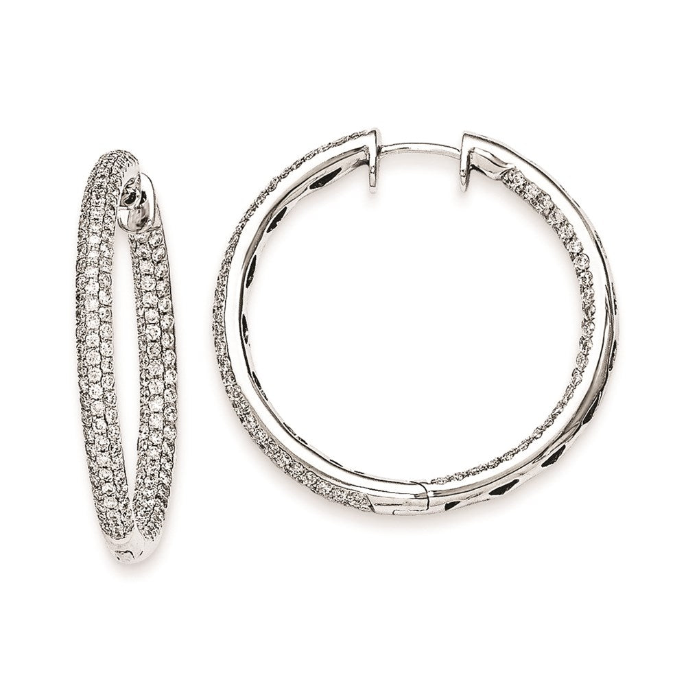 14K Weißgold Creolen mit Klappscharnier und echten Diamanten