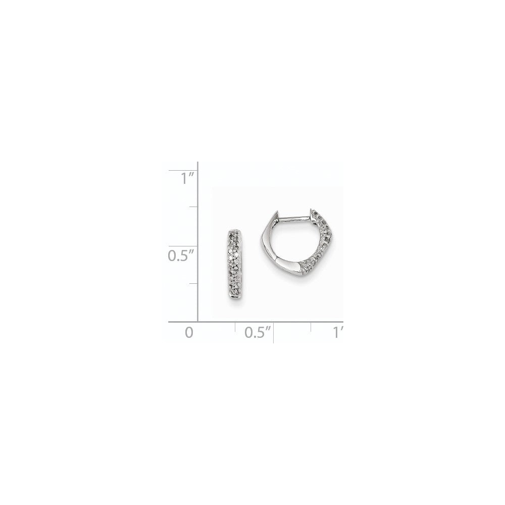 14K Weißgold Ohrringe mit echten Diamanten in Herzform mit Klappscharnier