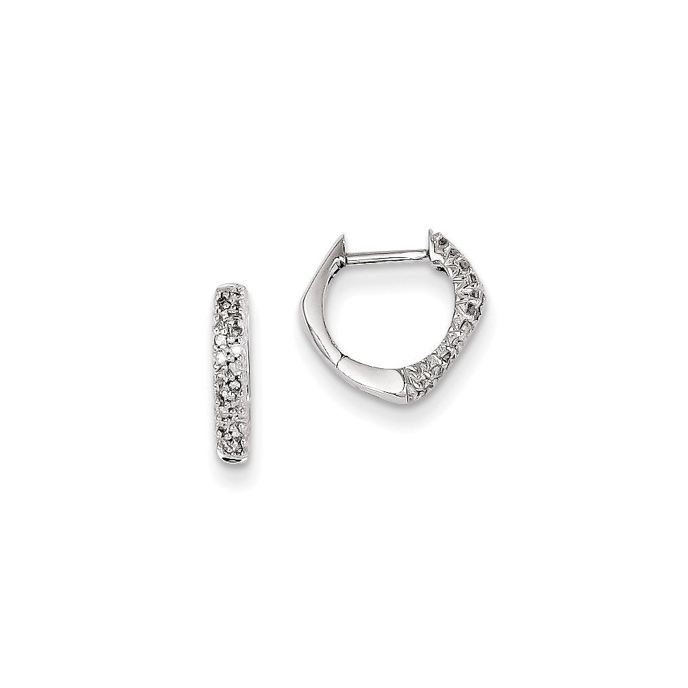 14K Weißgold Ohrringe mit echten Diamanten in Herzform mit Klappscharnier