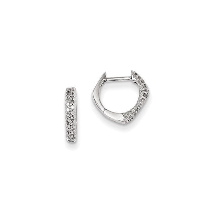 14K Weißgold Ohrringe mit echten Diamanten in Herzform mit Klappscharnier