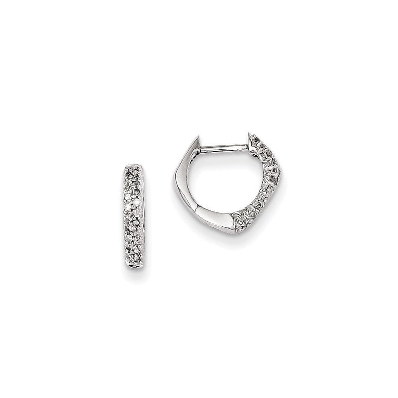 14K Weißgold Ohrringe mit echten Diamanten in Herzform mit Klappscharnier