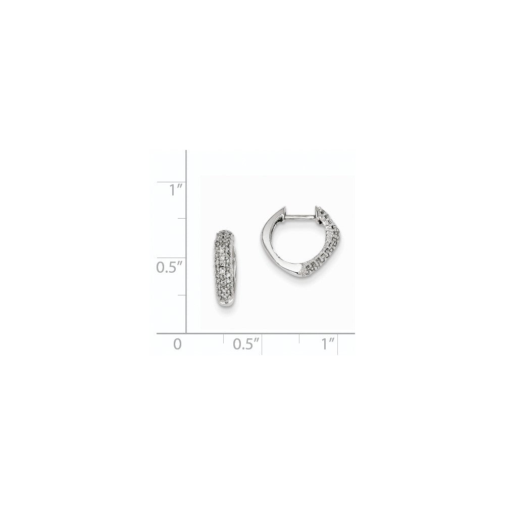 14K Weißgold Ohrringe mit echten Diamanten, Herz, Klapp-Scharnier