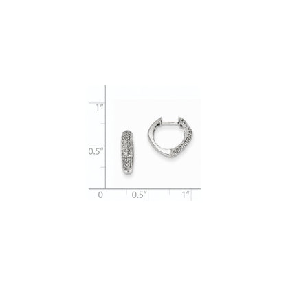 14K Weißgold Ohrringe mit echten Diamanten, Herz, Klapp-Scharnier