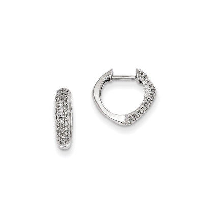 14K Weißgold Ohrringe mit echten Diamanten, Herz, Klapp-Scharnier
