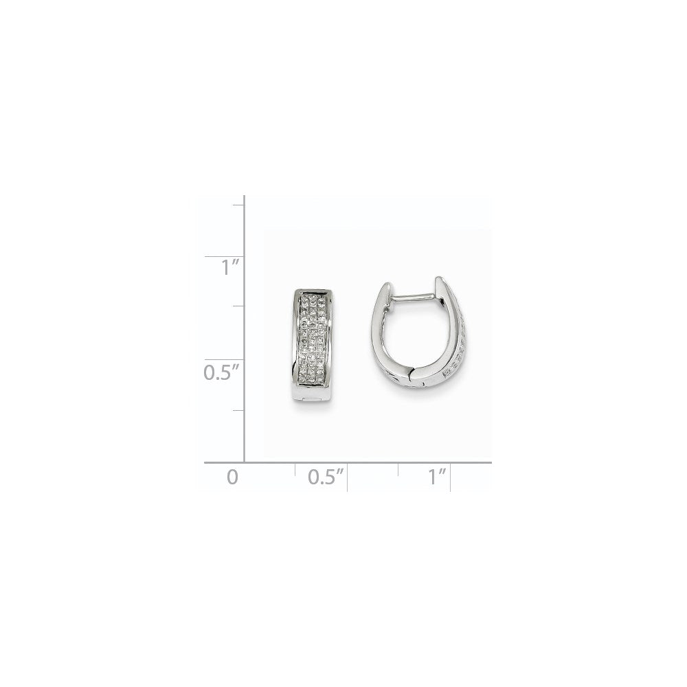 14K Weißgold Kleine Ovale Creolen mit Klappscharnier und echten Diamanten