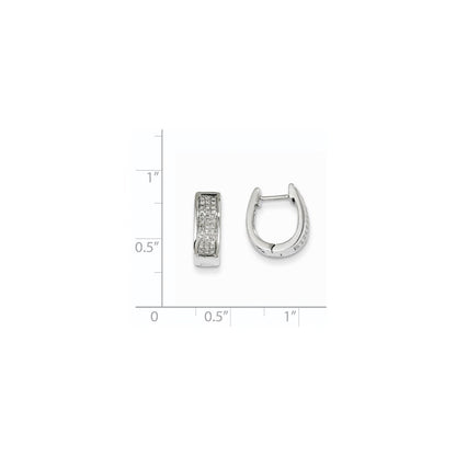 14K Weißgold Kleine Ovale Creolen mit Klappscharnier und echten Diamanten