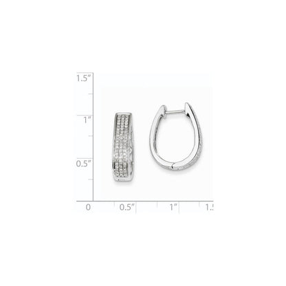 14K Weißgold Diamant-Creolen, groß, oval, mit Klappscharnier
