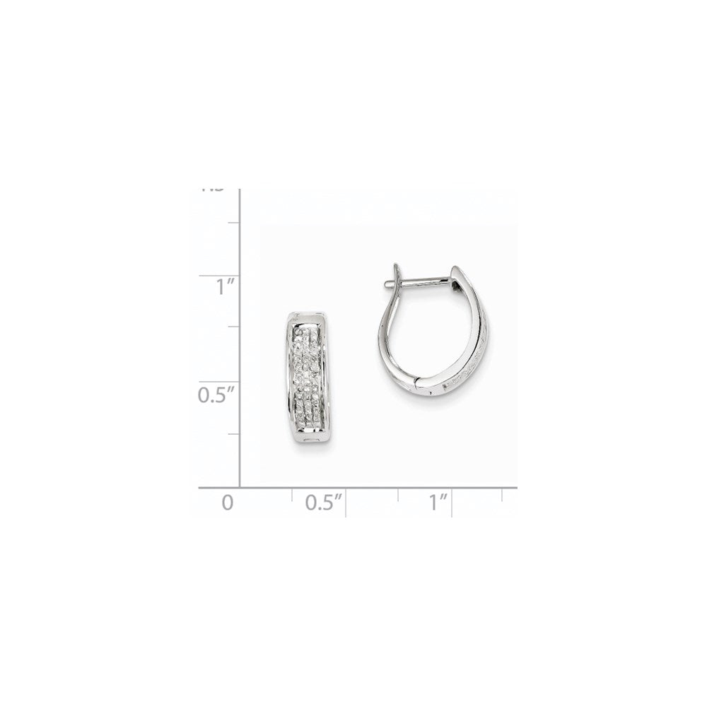14K Weißgold Ovale Creolen mit Klappscharnier und echten Diamanten