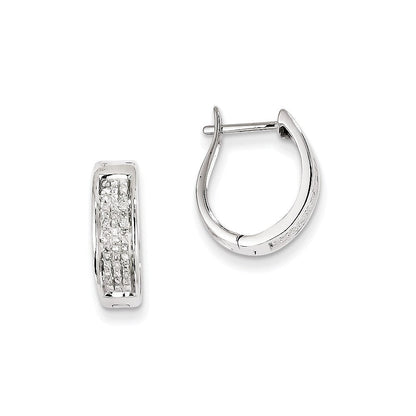 14K Weißgold Ovale Creolen mit Klappscharnier und echten Diamanten