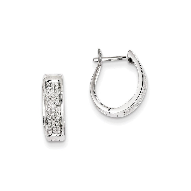 14K Weißgold Ovale Creolen mit Klappscharnier und echten Diamanten