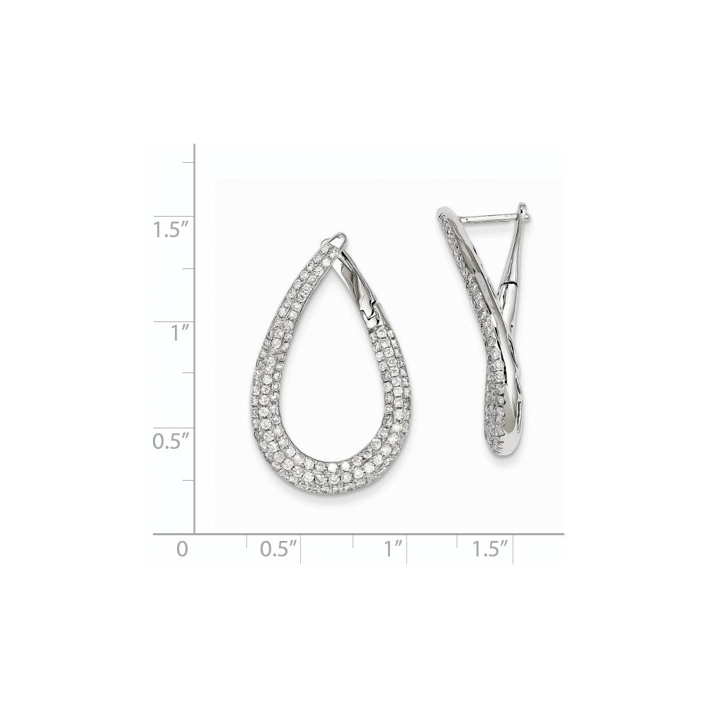 14K Weißgold Ohrringe mit großen ovalen Diamant-Ringen