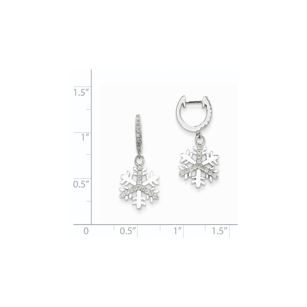 14K Weißgold Ohrringe mit echten Diamanten, kleine Schneeflocke