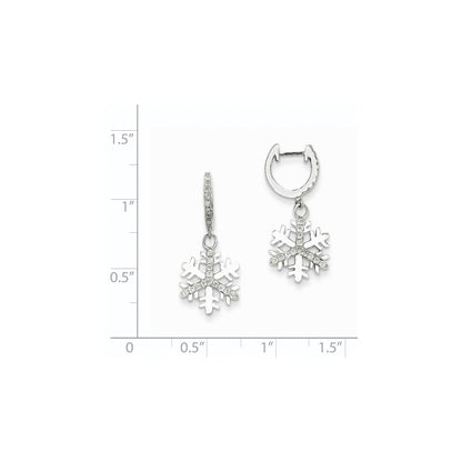 14K Weißgold Ohrringe mit echten Diamanten, kleine Schneeflocke