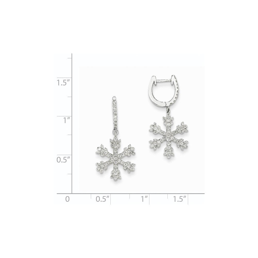 14K Weißgold Schneeflocken-Ohrringe mit echten Diamanten