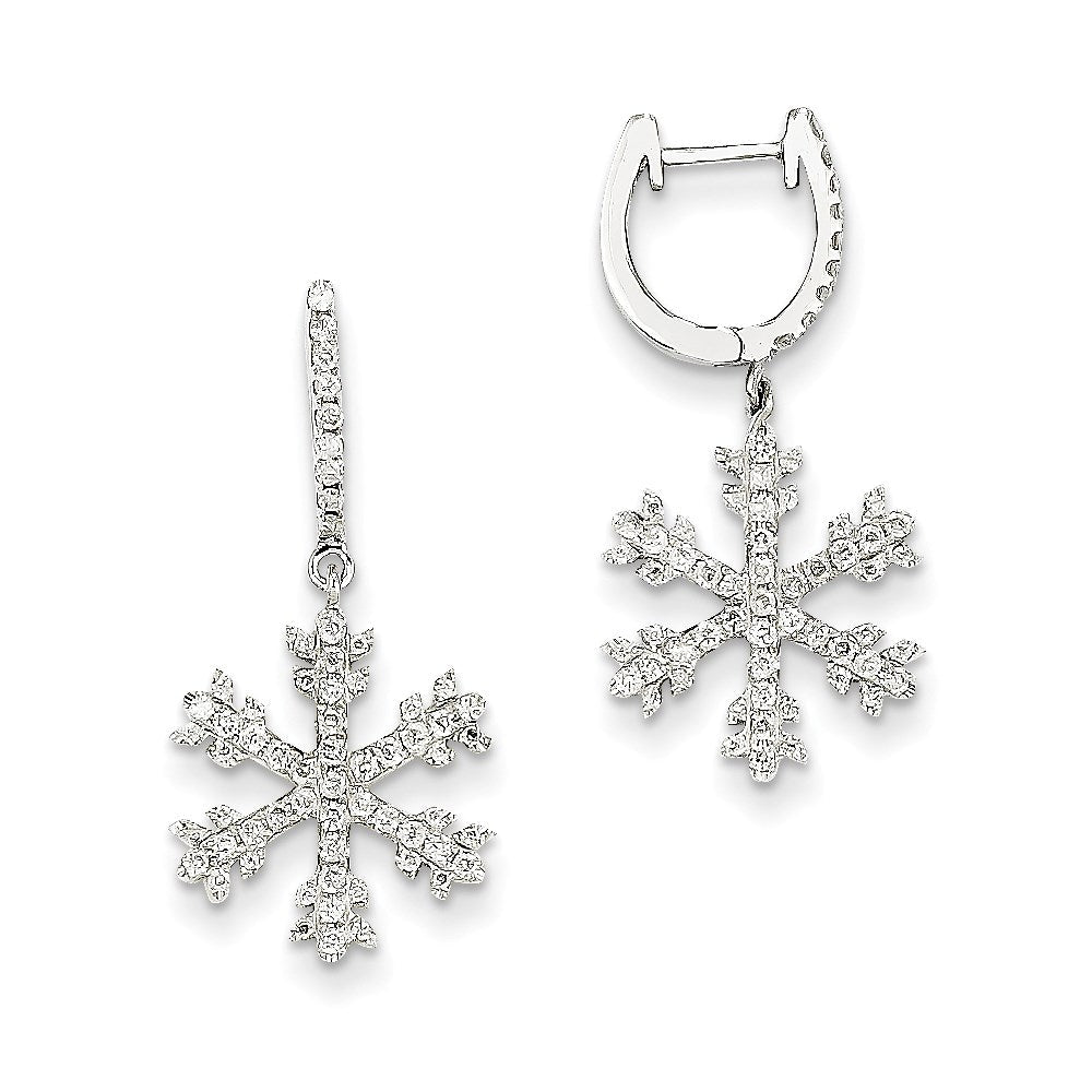 14K Weißgold Schneeflocken-Ohrringe mit echten Diamanten