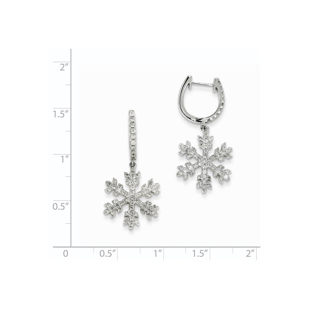 14K Weißgold Schneeflocken-Ohrringe mit echten Diamanten