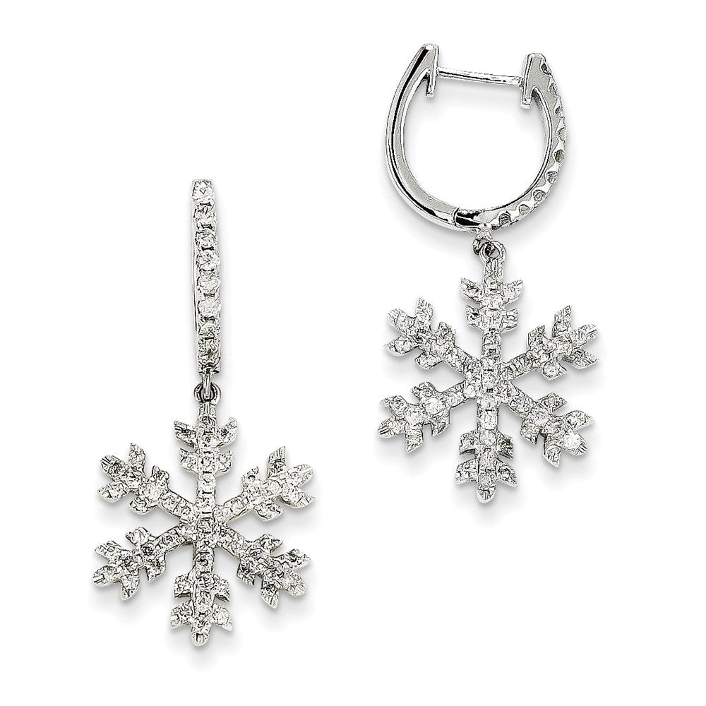 14K Weißgold Schneeflocken-Ohrringe mit echten Diamanten