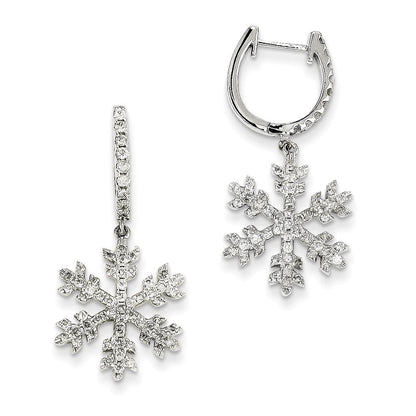 14K Weißgold Schneeflocken-Ohrringe mit echten Diamanten