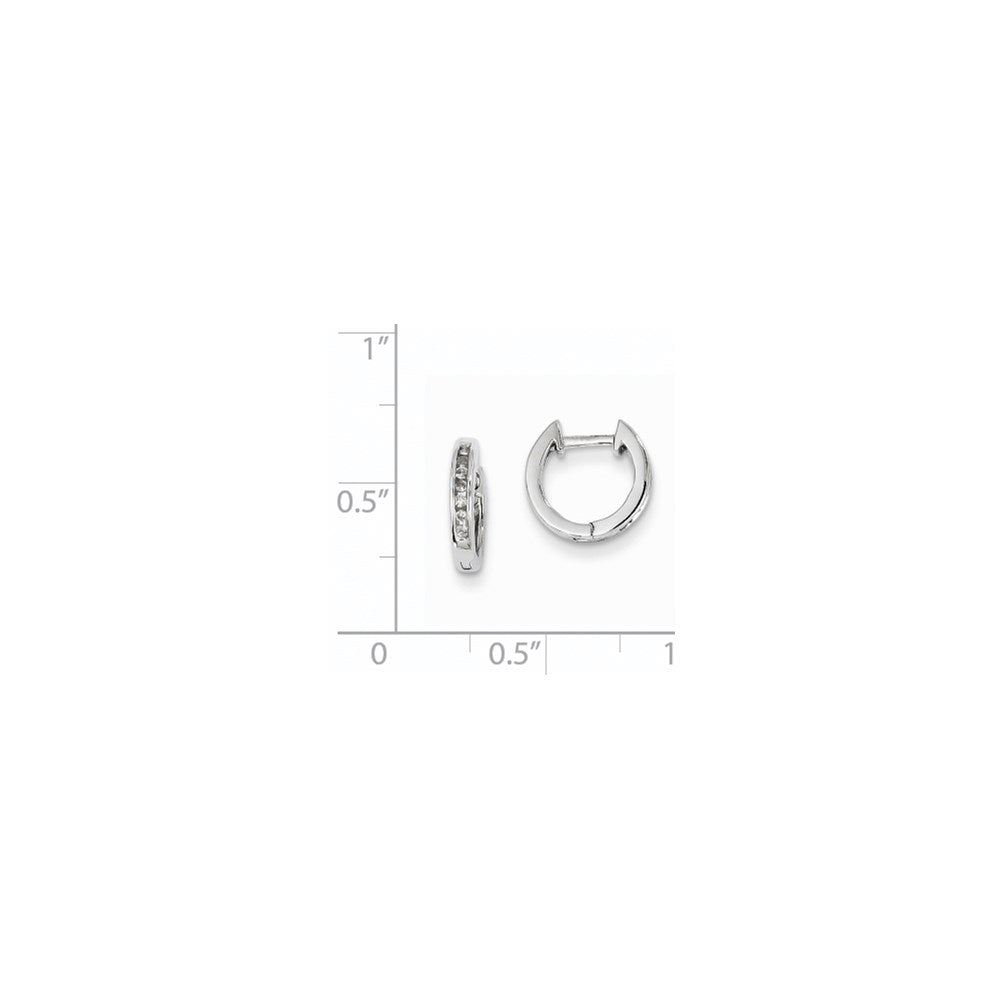 14K Weißgold Creolen mit echten Diamanten und Klappscharnier