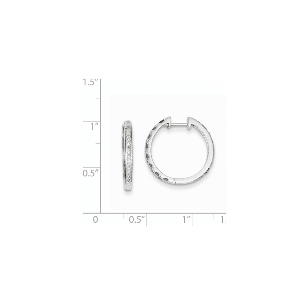 14K Weißgold Creolen mit echten Diamanten und Klappscharnier