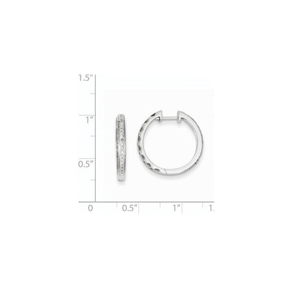 14K Weißgold Creolen mit echten Diamanten und Klappscharnier