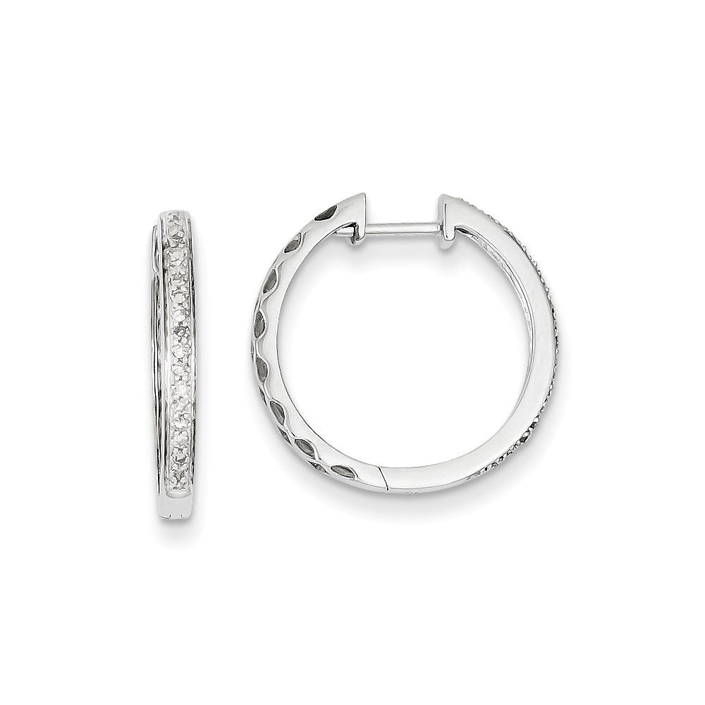 14K Weißgold Creolen mit echten Diamanten und Klappscharnier