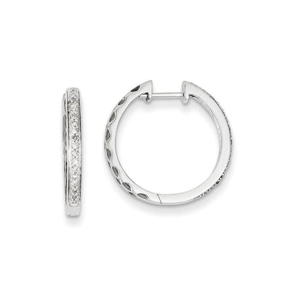 14K Weißgold Creolen mit echten Diamanten und Klappscharnier