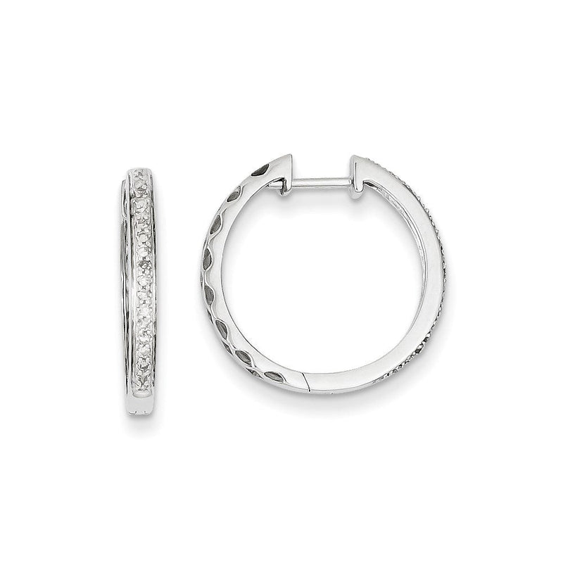 14K Weißgold Creolen mit echten Diamanten und Klappscharnier
