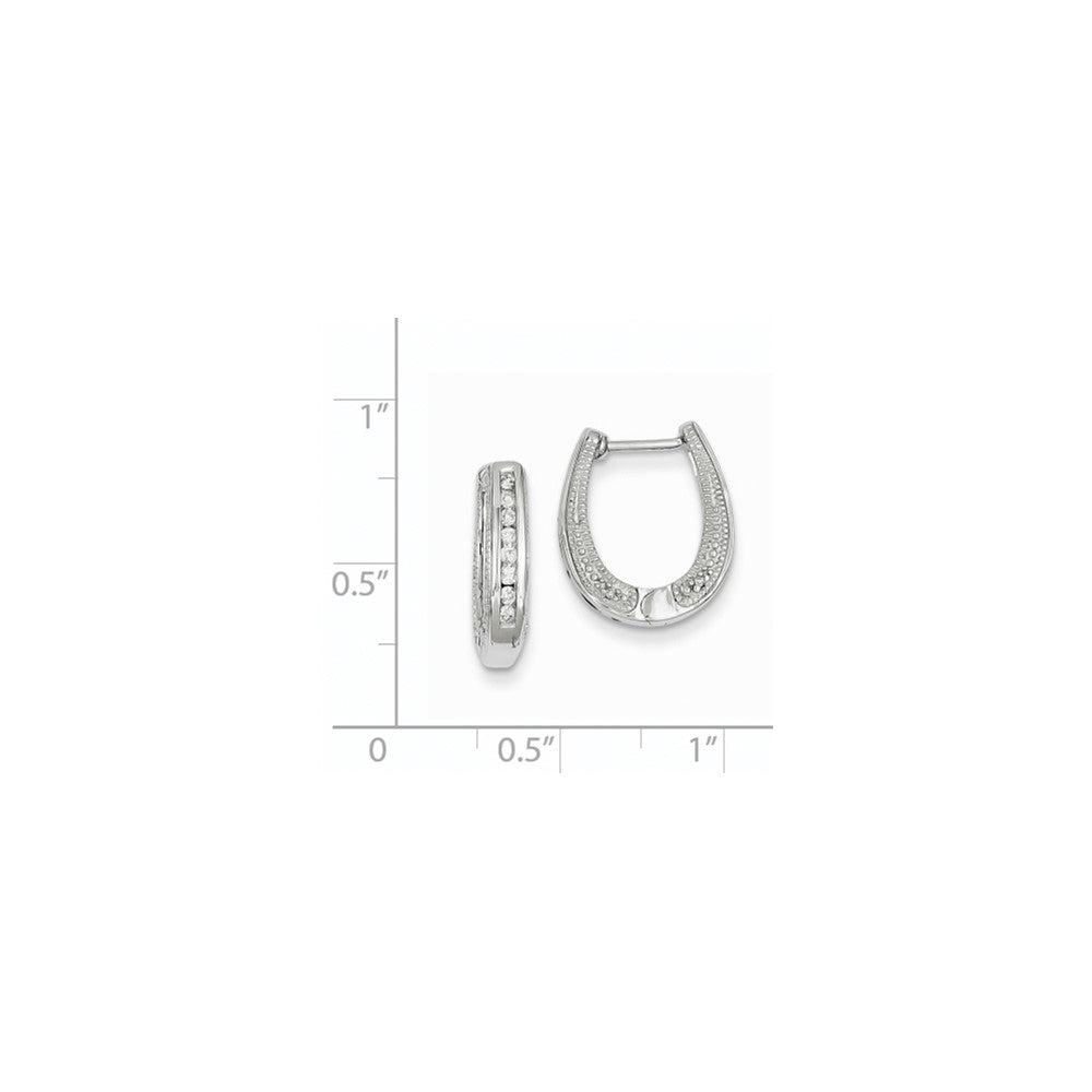 14K Weißgold Creolen mit echten Diamanten und Klappscharnier