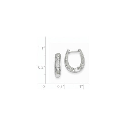 14K Weißgold Creolen mit echten Diamanten und Klappscharnier