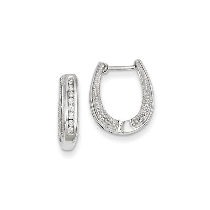 14K Weißgold Creolen mit echten Diamanten und Klappscharnier
