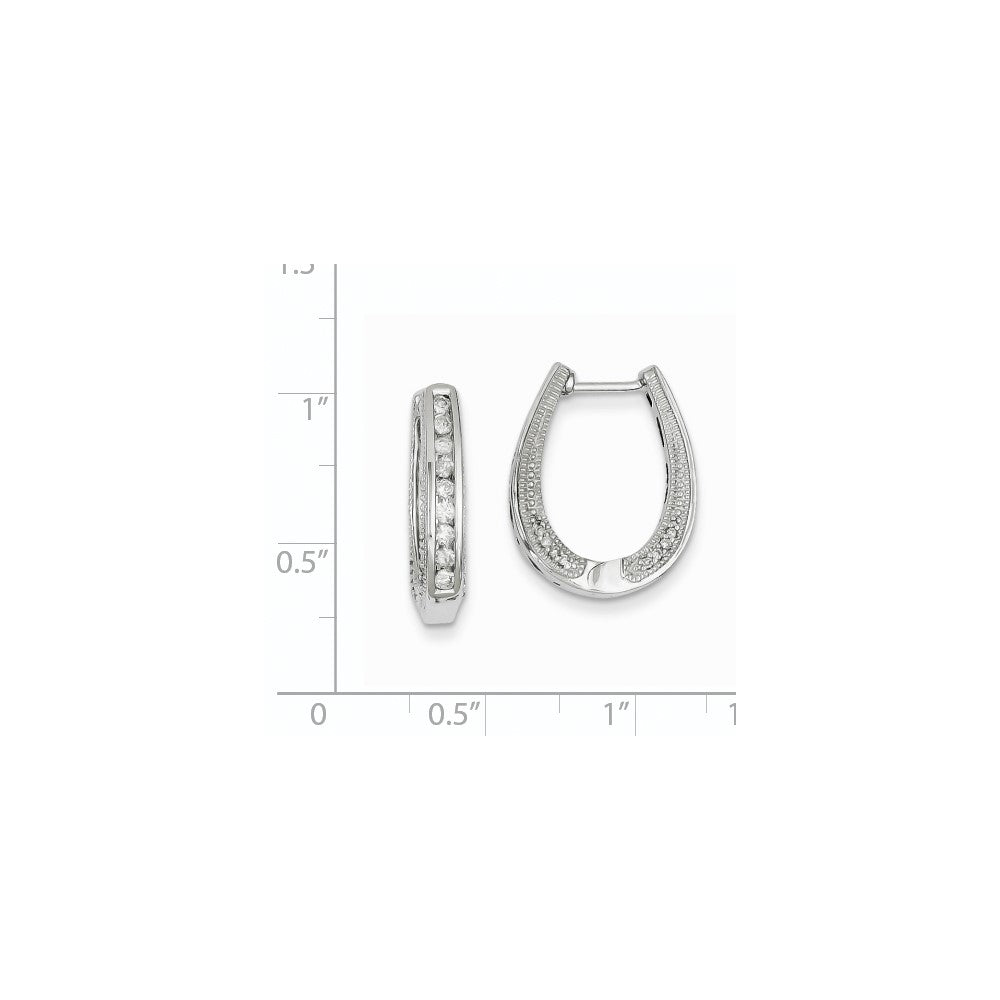 14K Weißgold Creolen mit echten Diamanten und Klappscharnier