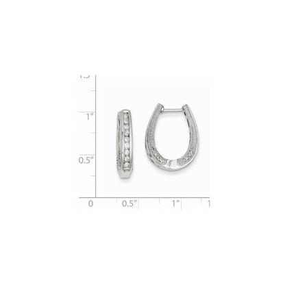 14K Weißgold Creolen mit echten Diamanten und Klappscharnier