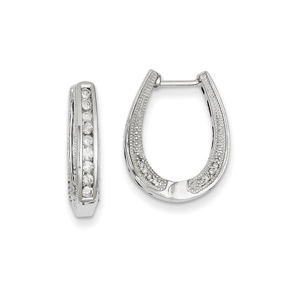 14K Weißgold Creolen mit echten Diamanten und Klappscharnier