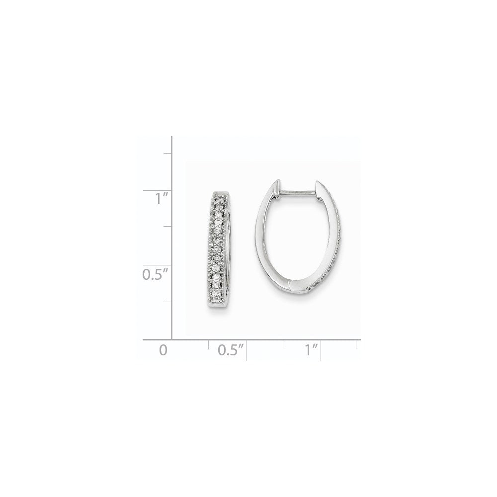 14K Weißgold Creolen mit echten Diamanten, Klappscharnier
