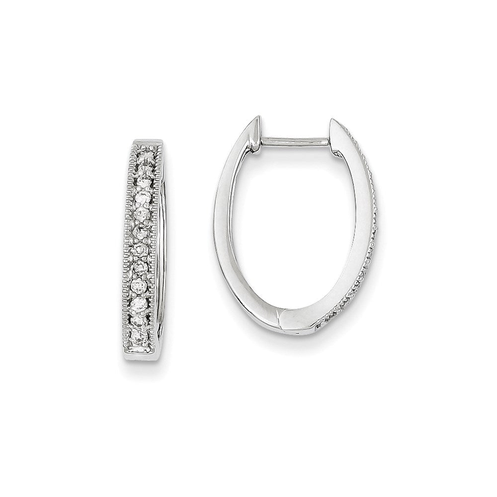 14K Weißgold Creolen mit echten Diamanten, Klappscharnier