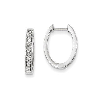 14K Weißgold Creolen mit echten Diamanten, Klappscharnier