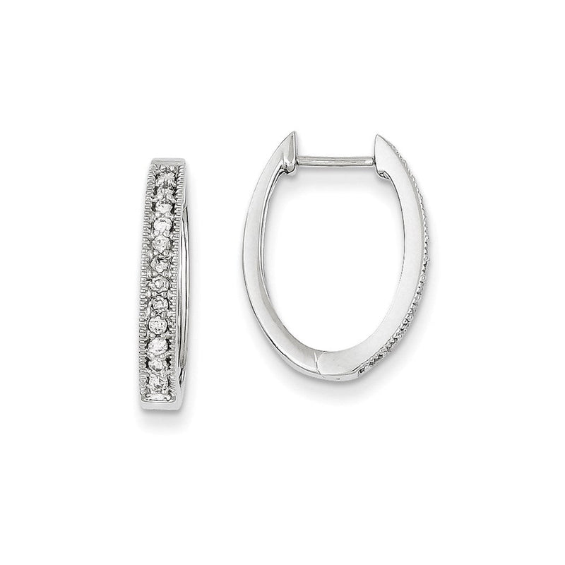 14K Weißgold Creolen mit echten Diamanten, Klappscharnier
