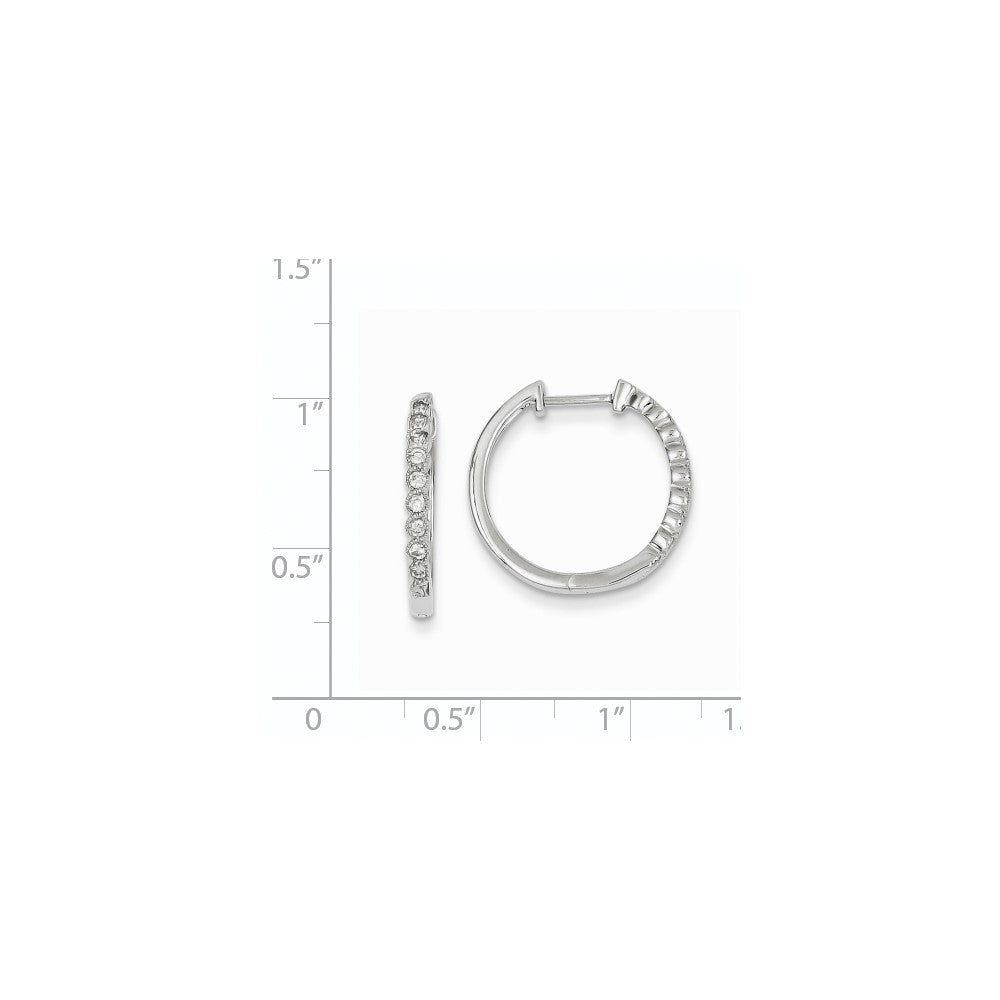 14K Weißgold Creolen mit echten Diamanten und Klappscharnier