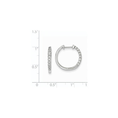 14K Weißgold Creolen mit echten Diamanten und Klappscharnier