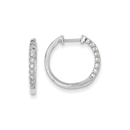 14K Weißgold Creolen mit echten Diamanten und Klappscharnier