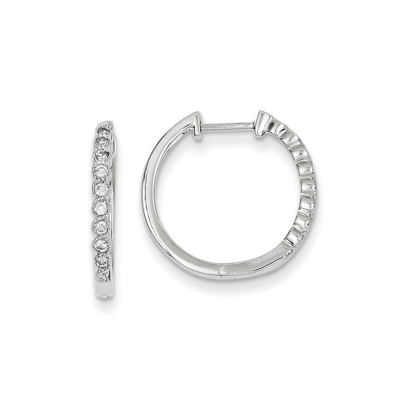 14K Weißgold Creolen mit echten Diamanten und Klappscharnier